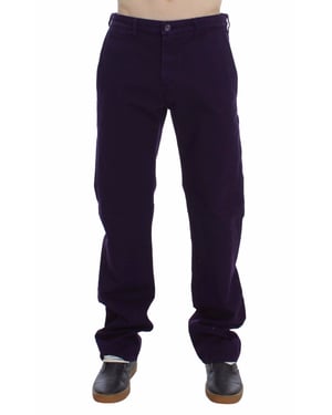Pantalones de algodón elástico morado GF Ferre para hombre