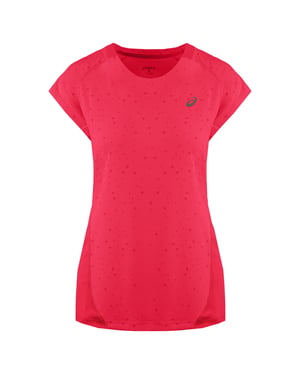 Camiseta rosa de logotipo asics para mujeres