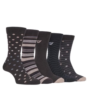 Farah - Paquete de 5 calcetines de algodón para hombre, finos, transpirables y con diseño de lunares - FCS273BRNGRY (Lunares)