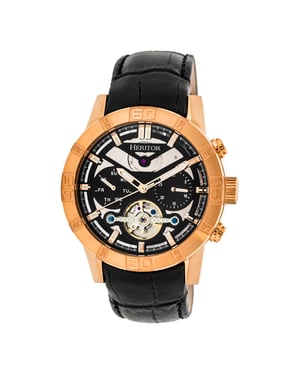 Reloj automático Heritor Hannibal semiesqueleto con correa de cuero