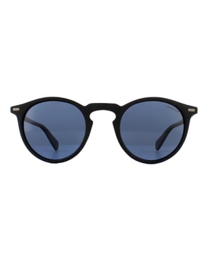 Gafas de sol polarizadas Polaroid redondas para hombre en negro mate gris