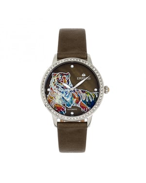 Reloj automático Empress Diana con correa de cuero MOP grabado
