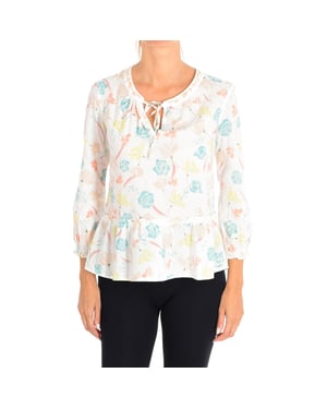 Camisa manga larga cuello abierto 5YR55Q945 mujer