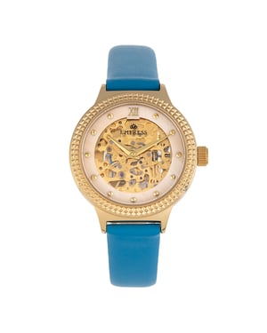 Reloj automático Empress Alice con correa de cuero y esfera esquelética MOP
