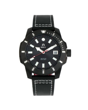 Reloj de buceo para hombre con correa de cuero Shield Shaw y fecha
