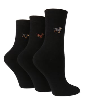 Wild Feet - Pack de 3 Calcetines de Algodón Bordados con Diseño de Animales para Mujer