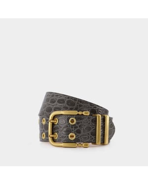 Ceinture Duo - By Far - Piel de cocodrilo - Gris