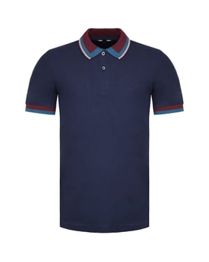 Ben Sherman Stripe Collar Mens Polo azul marino
