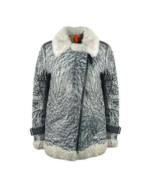 Parajumpers Haven Shearling Nine Chaqueta de cuero gris hierro