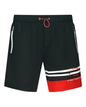 Pantalones de baño de color bloque con logo de Karl Lagerfeld Beachwear Rue Street en negro