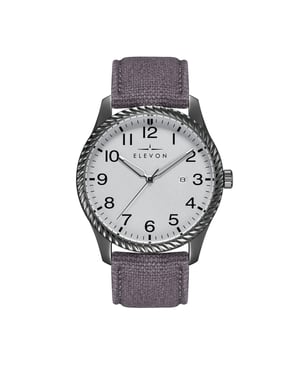 Reloj Elevon Crosswind con correa de cuero superpuesta en lona y fecha