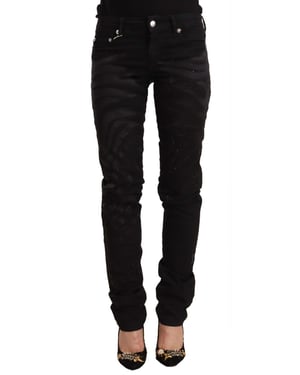 Jeans ajustados negros de cintura media con adornos para mujer Just Cavalli
