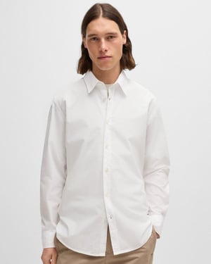 Camisa BOSS Orange Relegant 6 de corte regular para hombre en popelín de algodón con cuello Kent
