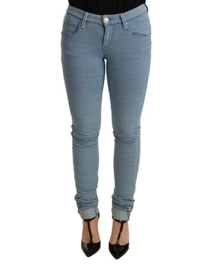 Acht Pantalón de Jeans Ajustado de Algodón Stretch Azul para Mujeres