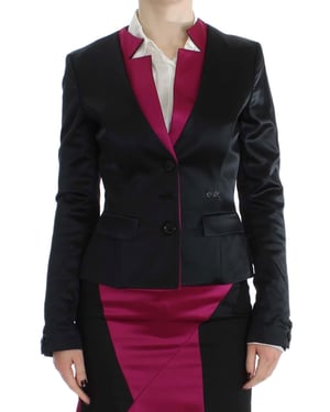 Saco Blazer Stretch Negra Rosa para Mujer Exte