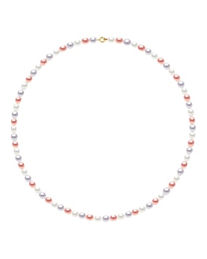 Collar rango de perlas de agua dulce grano de arroz 4-5 mm de oro amarillo blanco 18 quilates