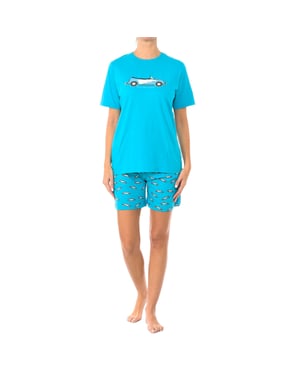Pijama mujer de verano 100% Algodón KL40000 Camiseta manga corta y pantalón corto, Pijamas primavera verano