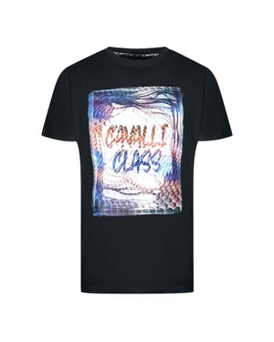 Camiseta Negra con Logo de Caja Cavalli Class