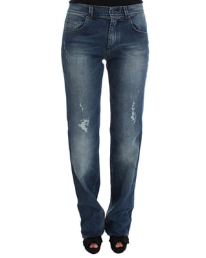 Jeans Slim Fit de Mezcla de Algodón Lavado Azul de Ermanno Scervino