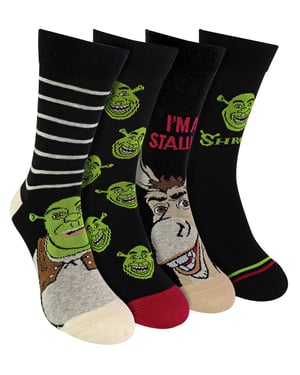 4 Pares Multipack Calcetines Shrek para Hombre | Calcetines Burro Divertidos y Transpirables, Calcetines Dreamworks | Regalos Shrek - Shrek / Burro
