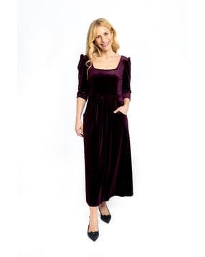 Vestido Midi de terciopelo - burdeos