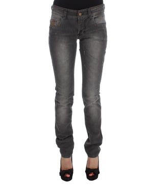 Jeans ajustados de mezcla de algodón con lavado gris Galliano