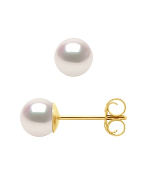 Pendientes Akoya Pearl Ronda 5-6 mm de oro blanco 18 quilates