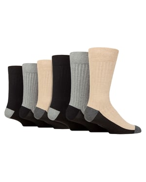 Pack 6 Calcetines de algodón para caminar, hacer senderismo y correr - Negro / Gris / Beige