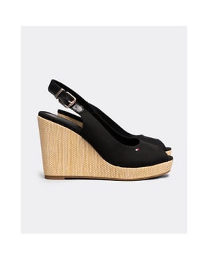 Sandalias de cuña negras para mujer Tommy Hilfiger Iconic Elena con back sling