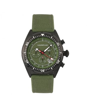 Reloj cronógrafo Morphic serie M53 con correa de cuero tejido de fibra y fecha