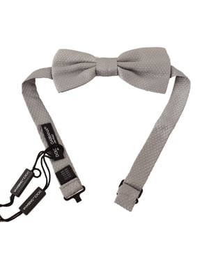 Corbata de Pajarita Ajustable para Hombre en Seda 100% Gris Plateado de Dolce & Gabbana