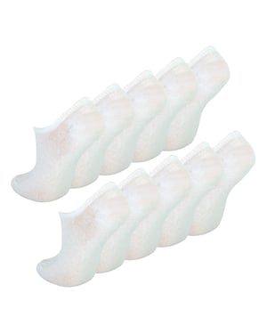 10 Pares Multipack Calcetines Invisibles para Niños | Sock Snob | Calcetines blancos transpirables No Show para Niñas y Niños - Blanco