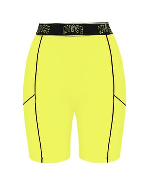 Nicce Stretch Logo Black/Neon Yellow Womens Carbon Shorts 201 2 06 03 0180