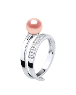 Ring Rush Ajustable Pearl de agua dulce Ronda 7-8 mm Joyería de oro 925