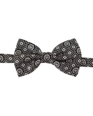 Corbata de hombre Papillon ajustable de seda 100% negra y blanca de Dolce & Gabbana