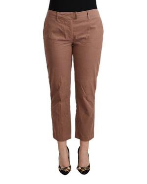 Pantalones recortados de algodón marrón ajustados de mujer Costume National