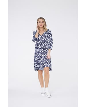 Vestido estampado tribal - Azul