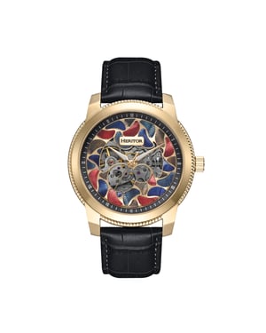 Reloj automático Heritor Emmanuel semiesqueleto con correa de cuero