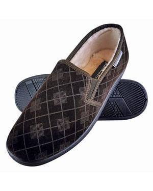 DUNLOP - PANTUFLAS MOCASÍN CON SUELA RÍGIDA PARA HOMBRE FORRADAS DE FELPA Y ESPUMA VISCOELÁSTICA A CUADROS ESCOCESES