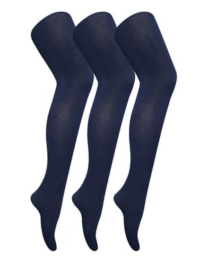 3 Pares de Mallas Opacas de 80 Denier para Mujer | Sock Snob | Plain Block Colour Tights - Azul Marino