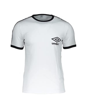 Camiseta blanca para hombre de timbre de umbro con cinta adhesiva