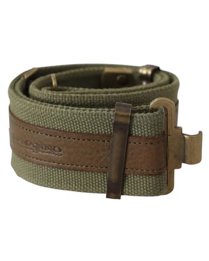 Cinturón de Ejército Verde de Cuero con Hebilla Rústica de Bronce de Ermanno Scervino para Mujer