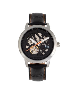 Reloj automático Reign Rudolf con correa de cuero y esqueleto