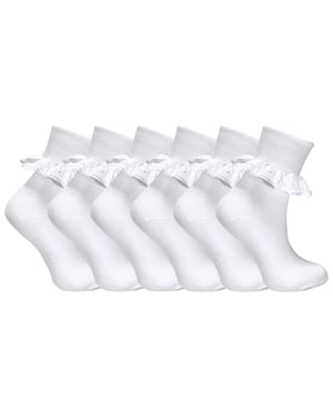 6 Pack Calcetines de Encaje con Volantes para Bebé Niña - Rosa