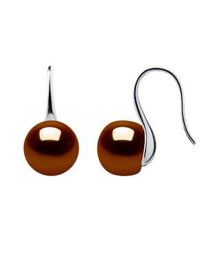 Pendientes ganchos de perlas de agua dulce de 9-10 mm botones blancos 925
