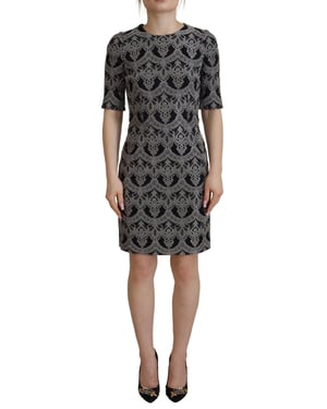 Vestido ajustado de mujer en jacquard negro y gris de Dolce & Gabbana