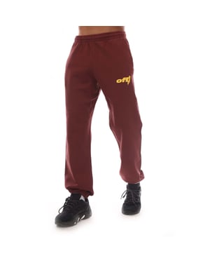 Joggers de algodón cepillado con cordón ajustable en color burdeos
