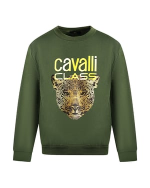 Jersey Oliva con Logo de Leopardo de Cavalli Class