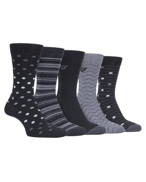 Farah - Paquete de 5 calcetines de algodón para hombre, finos, transpirables y con diseño de lunares - FCS273BLKCHA (Lunares)