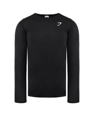 Gymshark manga larga tripulación para hombre negro top vital